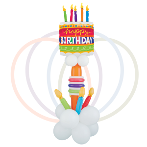 Vibrant Birthday Cake Balloon Standee with Candle Accents