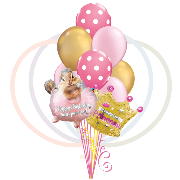 Tutu Cute Squirrel Princess Birthday Balloon Bouquet
