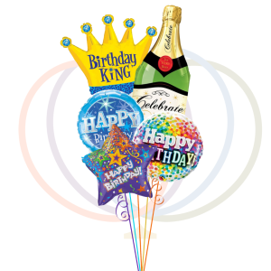 Royal Toast Birthday King Champagne Balloon Bouquet