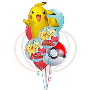 Electric Celebration Pikachu Themed Birthday Balloon Bouquet