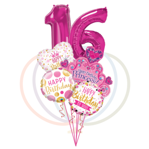 Pink Majesty Sweet 16 Birthday Balloon Bouquet